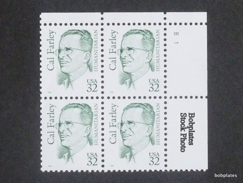 BOBPLATES #2934 Cal Farley Plate Block F-VF MNH DCV=$3 ~ See Details for #s/Pos