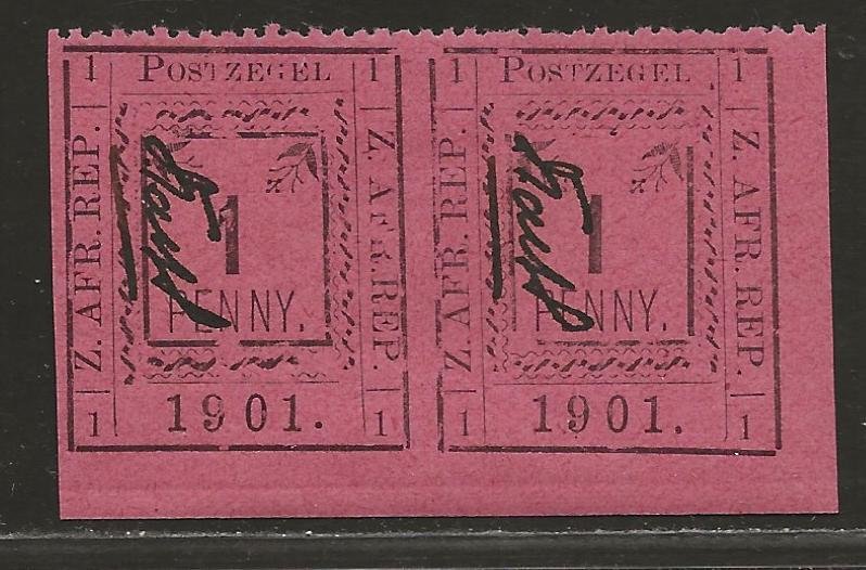 TRANSVAAL SC# 196a   IMPERF PAIR   FVF/MLH