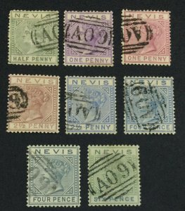 MOMEN: NEVIS SG #25-32 1882-90 USED £600 LOT #60978