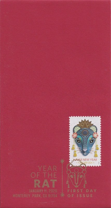 US 5428 Lunar New Year Rat Red Money Envelope FDC 2020