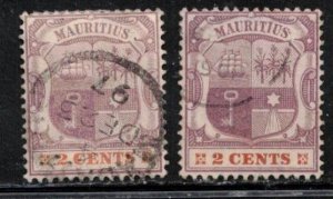 MAURITIUS Scott # 93 Used x 2 - Symbols Of The Colony