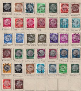 Germany 1932-1933  - Used group of  37 Stamps  Hindenburg Issue