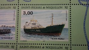 St. Pierre & Miquelon 1996 Ships Souvenir Sheet Scott# 628 Mint XF NH CPL