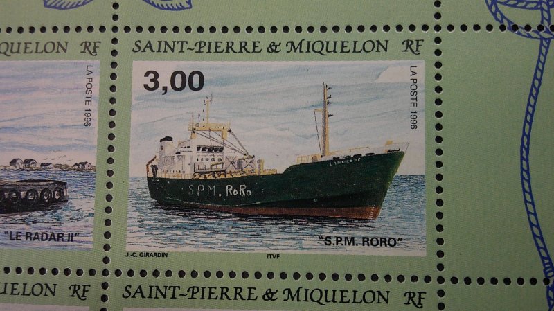St. Pierre & Miquelon 1996 Ships Souvenir Sheet Scott# 628 Mint XF NH CPL