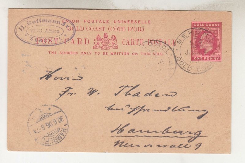 GOLD COAST, POSTAL CARD, 1906 KEVII 1d., SEKONDI cds. to Germany.