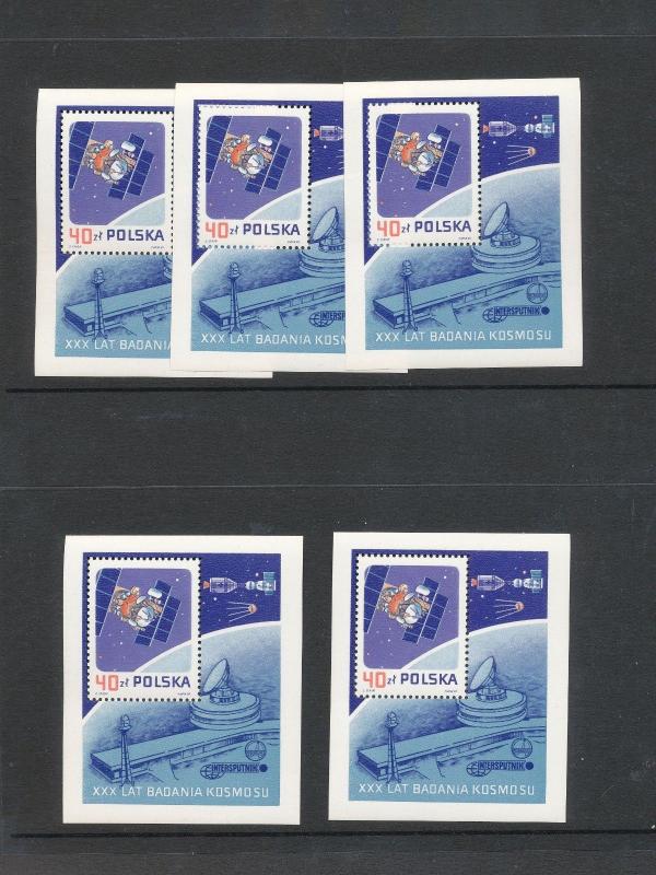 POLAND 1987 SPACE KOSMOS Mini Sheets MNH x 5 (KS5048)