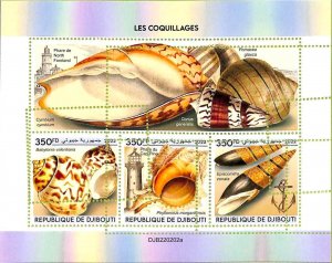 A7525 - DJIBOUTI - MISPERF ERROR Stamp Sheet - 2022 - Shells-