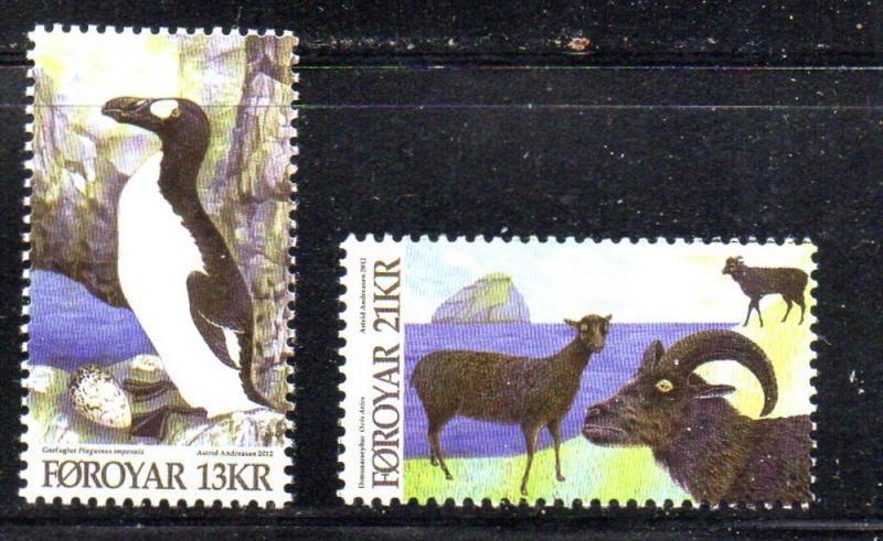 Faroe Islands Sc 573-4 2012 Extinct Animals stamp set mint NH