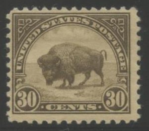 US Sc#569 1922-25 30c Bison Flat Plate Printing Perf 11 F+ Centered OG MH