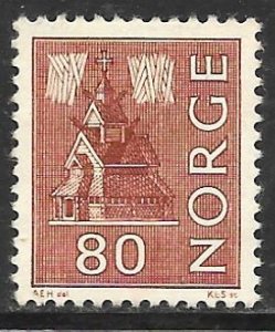 Norway 609: 80o Stave Church, Northern Lights, used, VF