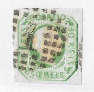 Portugal Sc #7 250 reis  scarcer emerald green shade used VF