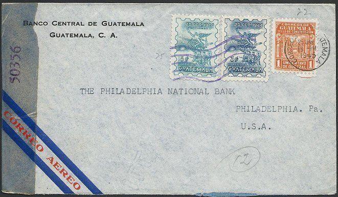 GUATEMALA 1945 censor cover airmail to USA.................................48936