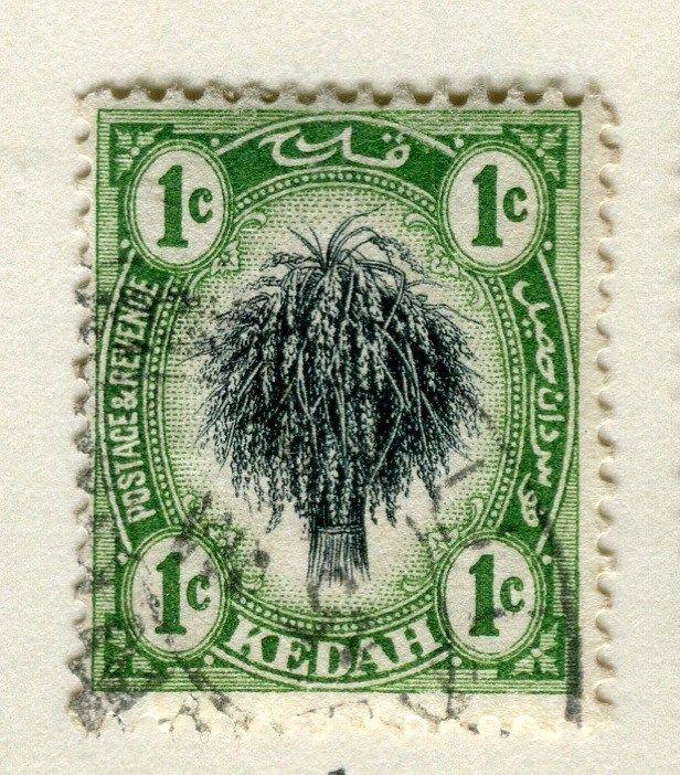 MALAYA KEDAH;  1912 early Rice sheaf issue fine used 1c. value