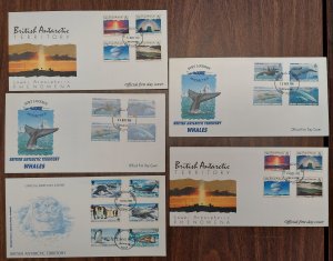 BRITISH ANTARCTIC TERR (B.A.T.) FDC's, 5 total, stamps alone cat $60.00, all VF