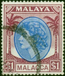 Malacca 1954 $1 Bright Blue & Brown-Purple SG36 Fine Used