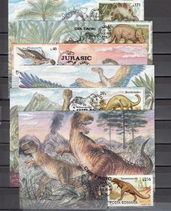 Romania, OCT/93 issue. Jurassic Dinosaur. 6 Max. cards. #1.