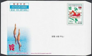 KOREA (Nth) Aerogramme 2012 Swimming & Diving...............................J588