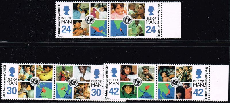 Isle of Man 1996,Sc.#711a; 713a, 715a MNH, UNICEF's 50th anniversary