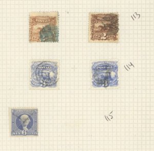 U.S. #113-115 USED SET/MIXED CONDITION