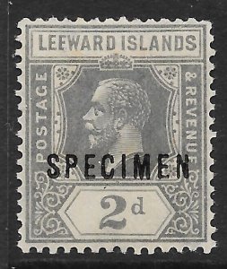 LEEWARD ISLANDS SG65s 1922 2d SLATE-GREY MTD MINT OVPT SPECIMEN