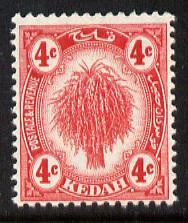 Malaya - Kedah 1919-21 Sheaf of Rice 4c red MCA unmounted...