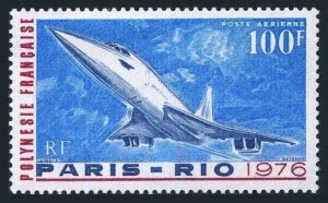 Fr Polynesia C127,lightly hinged.Michel 208. Supersonic jet Concorde,1976.
