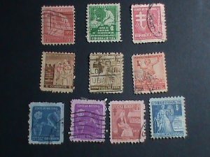 ​CUBA-1939 10 OVER 80 YEARS OLD CUBA FAMOUS USED STAMPS-SET-VERY FINE