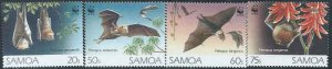 WD02/22/21-Samoa 1993 Bats & WWF Logo 4 Stamp Set 19K-004