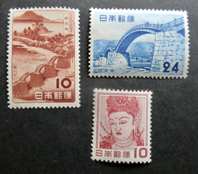 Japan 1953 Stamps #578-580 & 449 MNH CV $20 