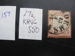 Germany 1872 USED SIGNED KRUG MI. 27a SC 25 VF 550 EUROS (157)