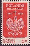 US Stamp #1313 MNH - Poland's Millennium Single