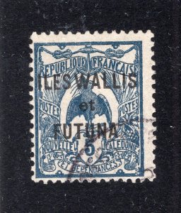 Wallis & Futuna Islands 1922 5c dull blue, Scott 5 used, value = 55c