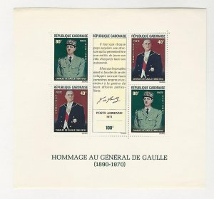 Gabon, Postage Stamp, #C115 Sheet Mint LH, 1971 General De Gaulle