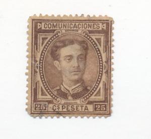  Spain 1876 Scott  225 used - 25c, King Alfonso XII