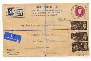 GB 1s UPU FRANKING 1949 KGVI Walsall Stationery REGISTERED Cover S.AFRICA AD9