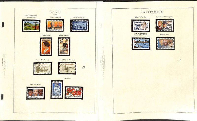 United States Stamp Collection on 24 Scott National Pages, 1980-1987 MNH (JK)