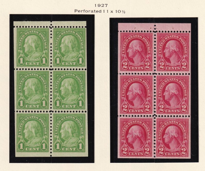 1927 Sc 632a 634d MNH booklet panes nice original gum, 2c 1c (D1