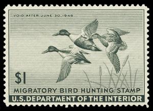 Scott RW12 1945 $1.00 Duck Stamp Mint VF OG NH Cat $95