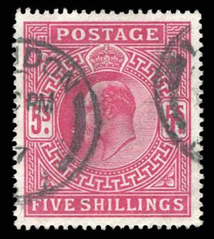 British Commonwealth - Great Britain #140 (SG 263) Cat£220, 1902-11 5sh carm...