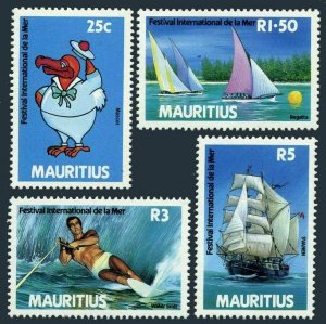 Mauritius 651-654,MNH.Michel 651-654. Festival of the Sea,1987.Sailboats,Skier,