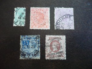Stamps - Victoria - Scott# 193-194,196-197,200 - Used Part Set of 5 Stamps
