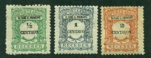 St. Thomas & Prince 1921 #J42 - J 44 MH SCV(2024)=$1.50