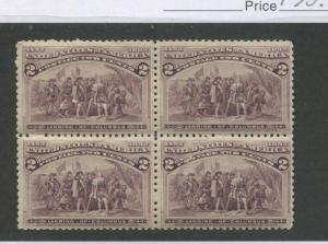 1893 US Stamp #231 2c Mint Never Hinged F/VF Block of 4 Catalogue Value $160 