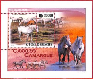 A4452 - SAO TOME & PRINCIPE- ERROR MISPERF, Souvenir sheet: 2010 Camargue Horses
