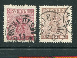 Sweden  #11, and 12a  Used VF - Lakeshore Philatelics