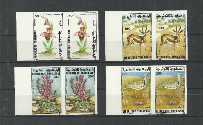 1995- Tunisia- Imperforated pair-Fauna and Flora:Ophrys lapethica,Scupellaria,Ga 