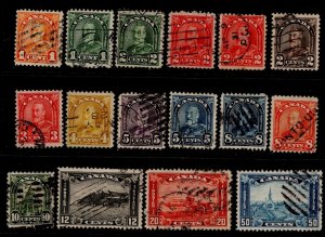 CANADA Sc#162-176 1930-31 KGV & Pictorials Short Set to 50¢ Used