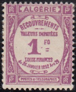 Algeria 1926-27 MH Sc #J16 1fr Postage Due