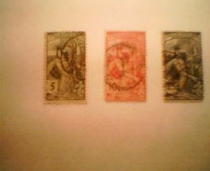 SWISS STAMP SET # 98-100 USED  C/V $ 37