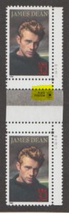 U.S. Scott #3082 James Dean Stamps - MR Plate - Mint NH Horizontal Gutter Pair